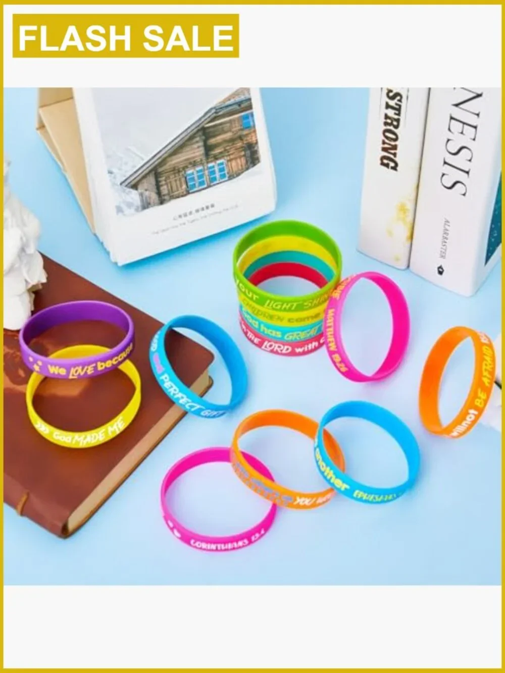 60 Religious Scripture Bracelets for Kids Christian Wristbands School Classroom